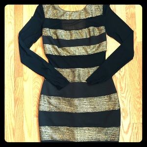 Urban Outfitters Black and Gold Stripped Dress